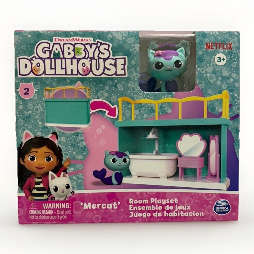 Gabby’s Dollhouse Mercat Bathroom Room Playset Figure Spin Master Netflix Toy
